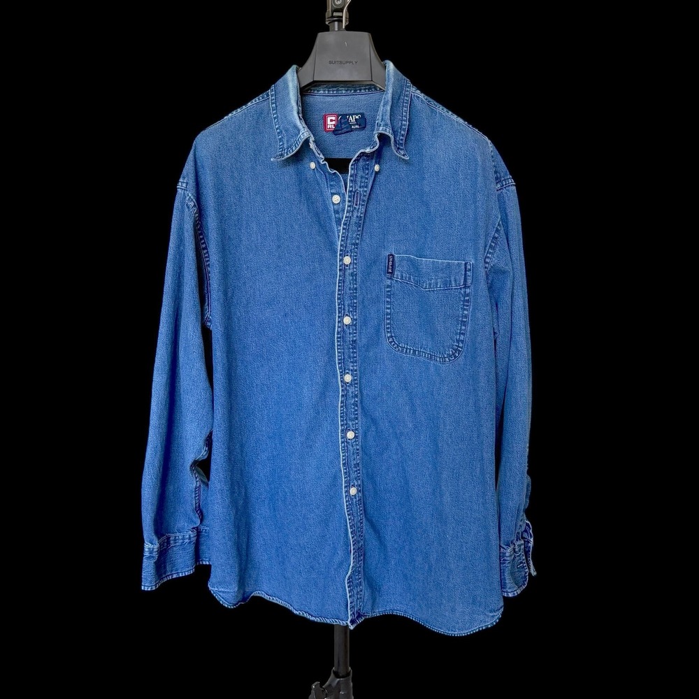90's Chaps Ralph Lauren XL Denim Button Down Shirt Blue Long Sleeve Cotton